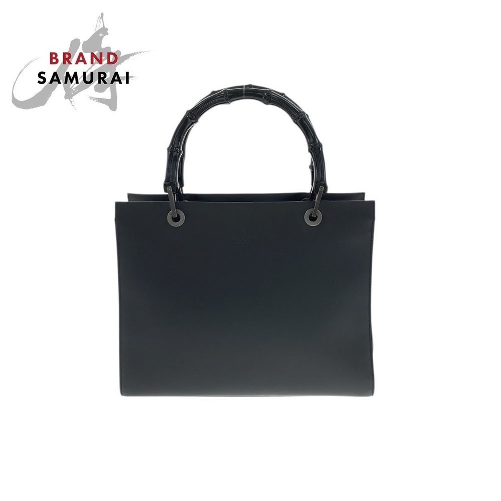 GUCCI Bamboo bag black leather handbag tote